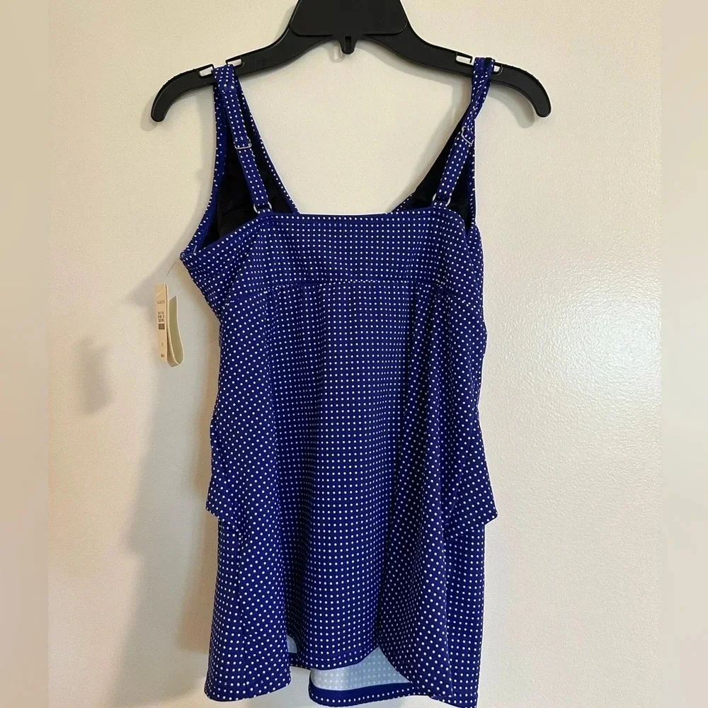 NWT Talbots Bathing Suit Blue and White Dotted Top Size 6